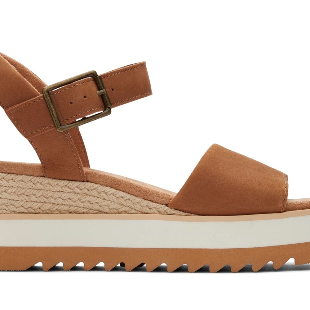Toms Tan Platform Sandals with Espadrille Design